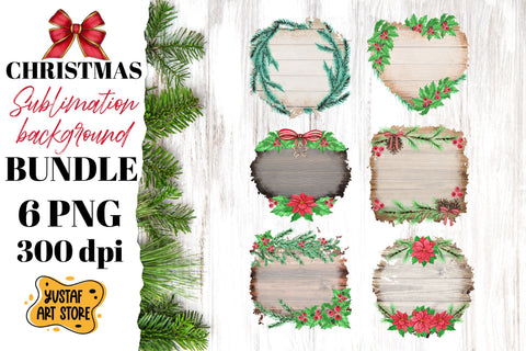 Christmas sublimation background bundle. 6 wood background Sublimation Yustaf Art Store 