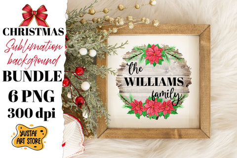 Christmas sublimation background bundle. 6 wood background Sublimation Yustaf Art Store 