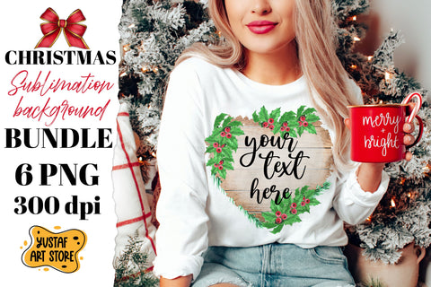 Christmas sublimation background bundle. 6 wood background Sublimation Yustaf Art Store 
