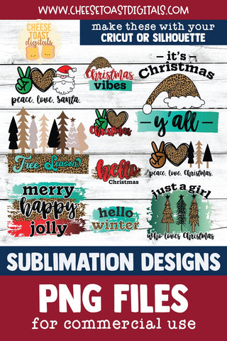 Christmas Sublimation Bundle | 10 Leopard Print PNG Designs Sublimation Cheese Toast Digitals 