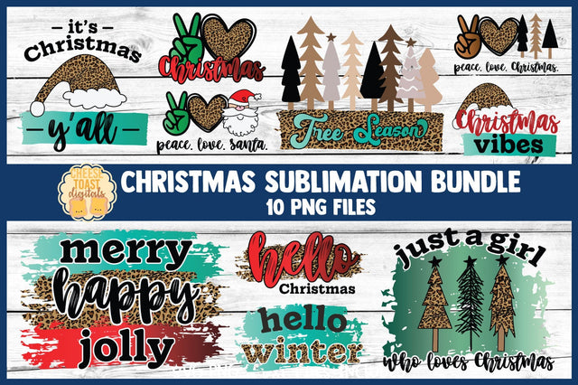 Christmas Sublimation Bundle | 10 Leopard Print PNG Designs Sublimation Cheese Toast Digitals 