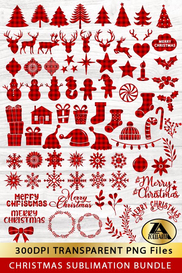 Christmas Sublimation Bundle 84 Buffalo Plaid PNG Files - So Fontsy