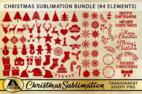 Christmas Sublimation Bundle 84 Buffalo Plaid PNG Files SVG zoellartz 