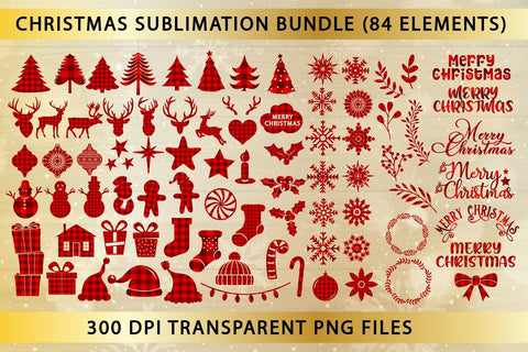 Christmas Sublimation Bundle 84 Buffalo Plaid PNG Files SVG zoellartz 