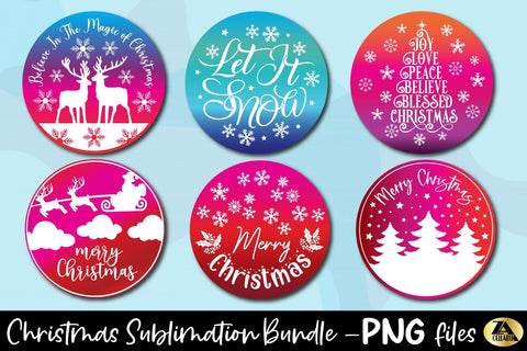 Christmas Sublimation Bundle Christmas PNG Round Ornaments Sublimation zoellartz 