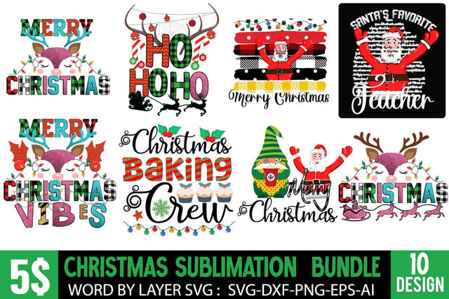 Christmas Sublimation Bundle , Christmas SVG Bundle PNG ,Christmas Clipart Bundle Sublimation BlackCatsMedia 