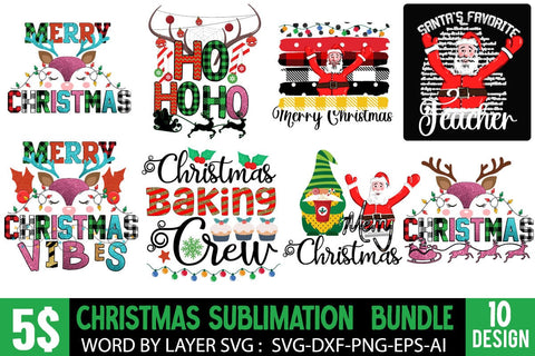 Christmas Sublimation Bundle , Christmas SVG Bundle PNG ,Christmas Clipart Bundle Sublimation BlackCatsMedia 