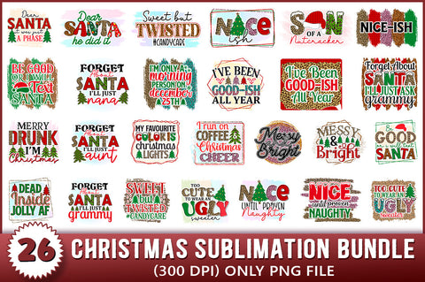 Christmas Sublimation Bundle, Retro Christmas Sublimation, 26 PNG Files SVG Shetara Begum 