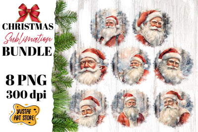 Christmas sublimation bundle. Santa Claus in winter forest Sublimation Yustaf Art Store 