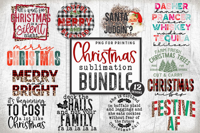 Christmas Sublimation Bundle Sublimation Svg Cuttables 