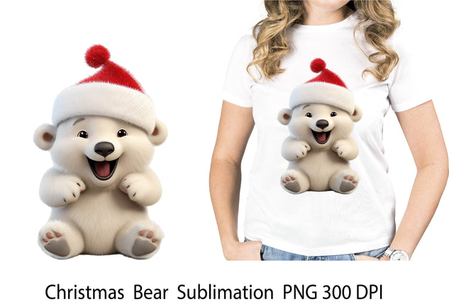 Christmas Sublimation. Christmas Bear. Cute Christmas Animal Sublimation Samaha Design 