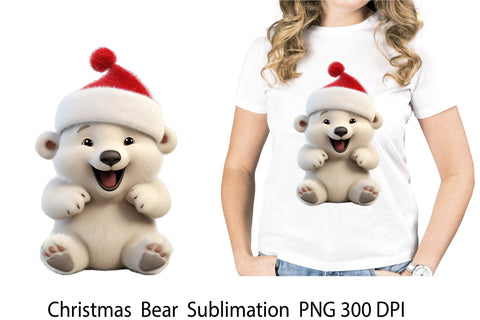 Christmas Sublimation. Christmas Bear. Cute Christmas Animal Sublimation Samaha Design 