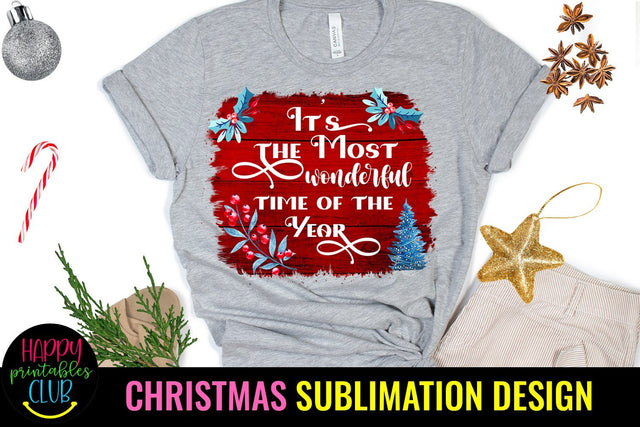 Christmas Sublimation Design- It's Most Wonderful Time PNG Sublimation Happy Printables Club 