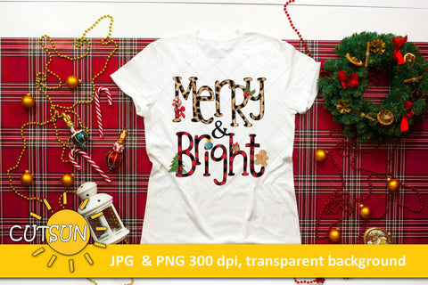 Christmas Sublimation Design Merry & bright Sublimation CutsunSVG 