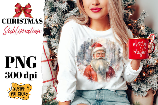 Christmas sublimation design. Santa Claus in winter forest Sublimation Yustaf Art Store 