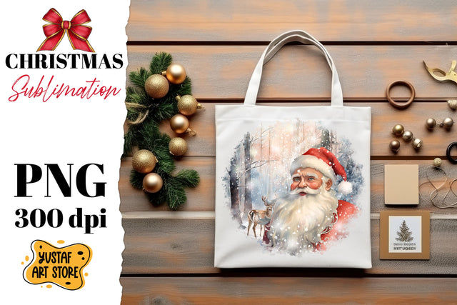Christmas sublimation design. Santa Claus in winter forest Sublimation Yustaf Art Store 