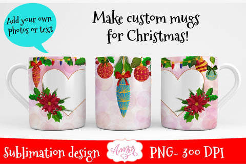 Christmas sublimation mug template for custom gifts Sublimation Amorclipart 