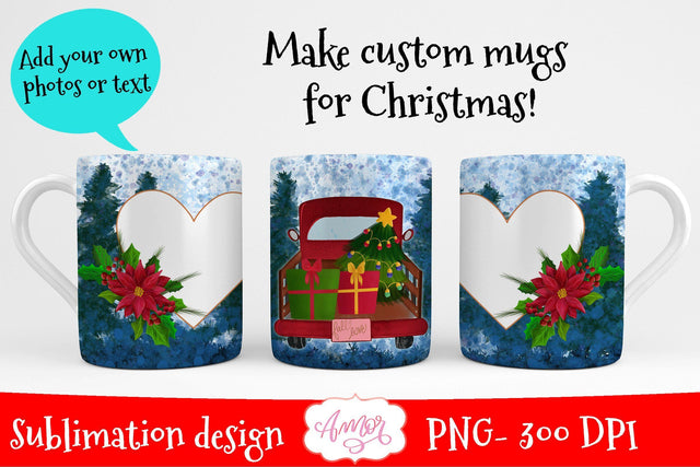 Christmas sublimation mug template for custom gifts Sublimation Amorclipart 