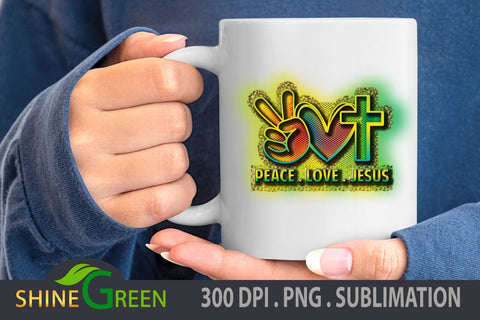 Christmas Sublimation Peace Love Jesus PNG Sublimation Shine Green Art 