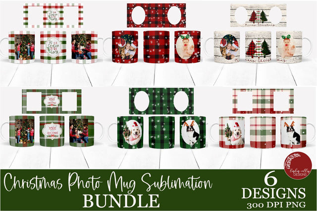 Christmas Sublimation Photo Mug Wrap Bundle-6 Mug Wrap PNG Sublimation Linden Valley Designs 