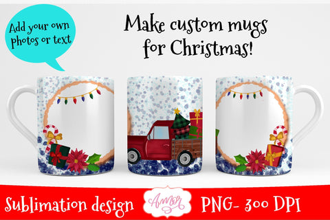 Christmas sublimation photo mug wrap for custom gifts Sublimation Amorclipart 
