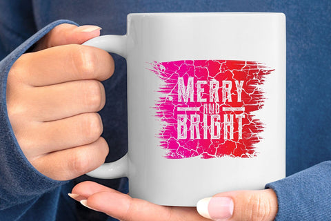 Christmas Sublimation PNG - Merry & Bright with Back Splash Sublimation Shine Green Art 