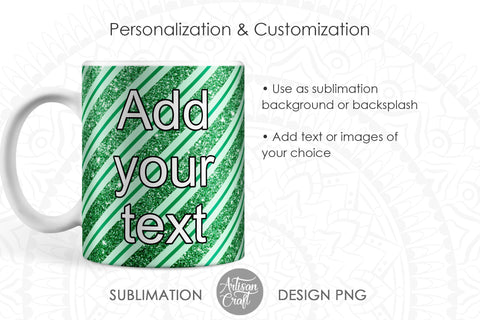Christmas sublimation PNG showing Green candy cane Sublimation Artisan Craft SVG 