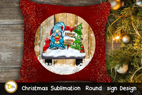 Christmas Sublimation Round sign sublimation - Gnome sweet gnome Sublimation Dina.store4art 