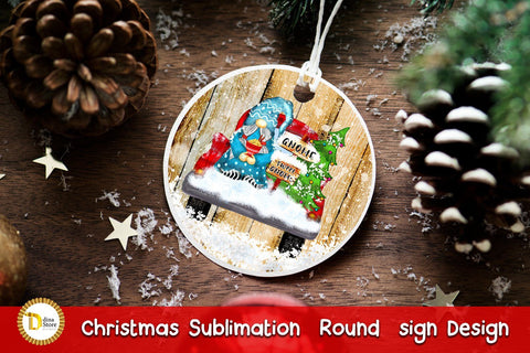 Christmas Sublimation Round sign sublimation - Gnome sweet gnome Sublimation Dina.store4art 