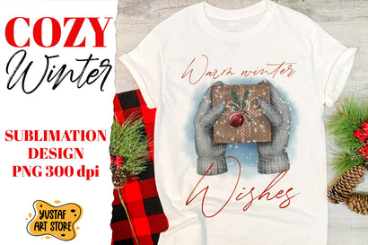 Christmas sublimation "Warm winter wishes" watercolor design Sublimation Yustaf Art Store 