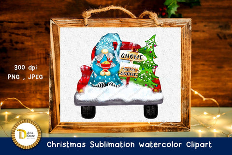 christmas sublimation watercolor clipart- Gnome Sweet Gnome Sublimation Dina.store4art 