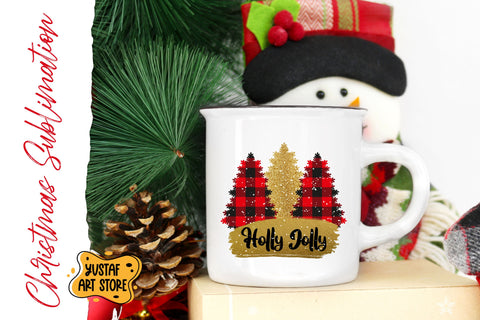 Christmas sublimation.Christmas tree gold and buffalo plaid Sublimation Yustaf Art Store 