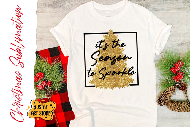 Christmas sublimation.Christmas tree gold glitter with quote Sublimation Yustaf Art Store 