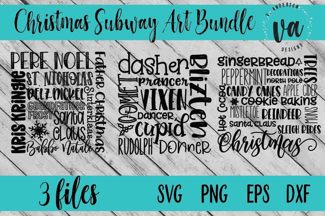 Christmas Subway Art SVG Bundle SVG V. Anderson Designs 