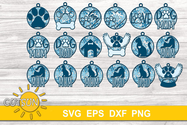 Christmas SVG | 3D Layered Pet love ornaments - 11 designs 3D Paper CutsunSVG 