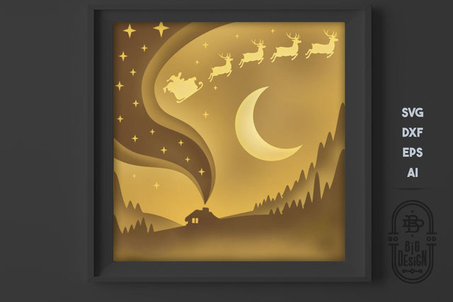 Christmas SVG 3D Scene, Christmas Eve Layered Design 3D Paper Big Design &Co 