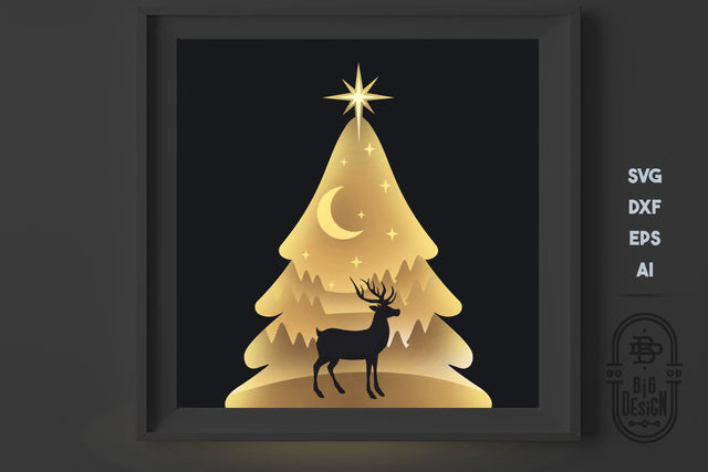 Christmas SVG 3D Scene, Layered Design - Paper Light Box 3D Paper Big Design &Co 