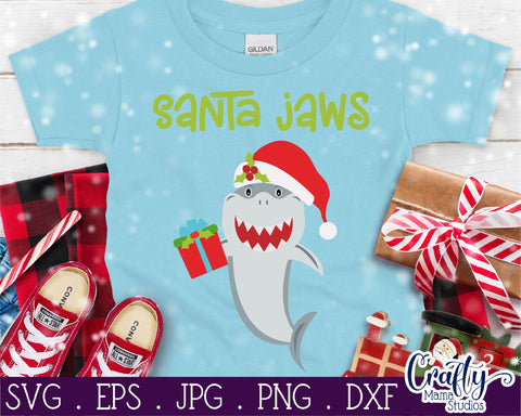 Christmas Svg - Animal Svg - Shark Svg - Santa Jaws Cut File SVG Crafty Mama Studios 