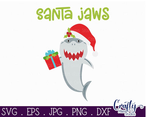 Christmas Svg - Animal Svg - Shark Svg - Santa Jaws Cut File SVG Crafty Mama Studios 