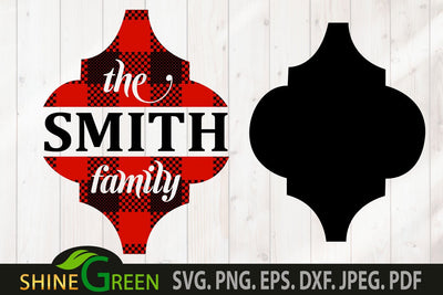 Christmas SVG Arabesque Family Frame Buffalo Plaid SVG Shine Green Art 