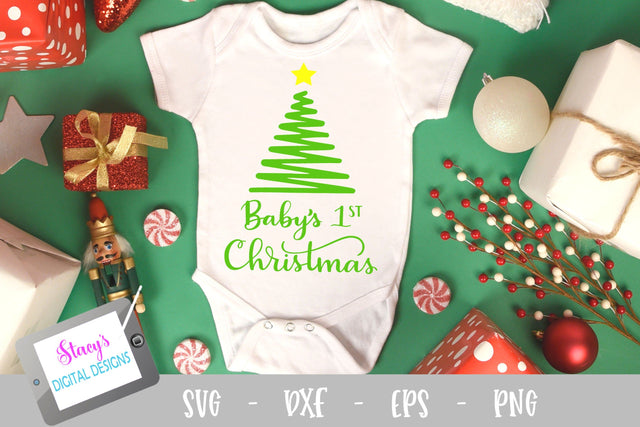 Christmas SVG - Baby's 1st Christmas SVG Design with tree SVG Stacy's Digital Designs 