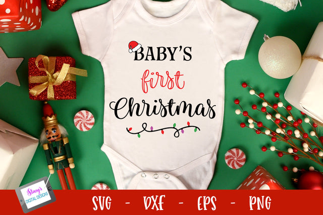 Christmas SVG | Baby's First Christmas SVG with Santa Hat SVG Stacy's Digital Designs 