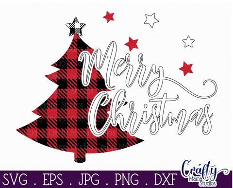 Christmas SVG - Buffalo Plaid Christmas Tree - Merry Christmas SVG Crafty Mama Studios 
