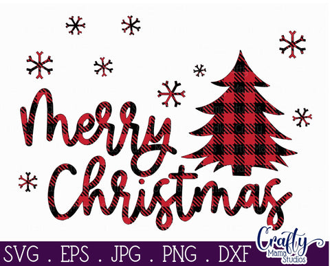 Christmas SVG - Buffalo Plaid Christmas Tree - Merry Christmas SVG Crafty Mama Studios 