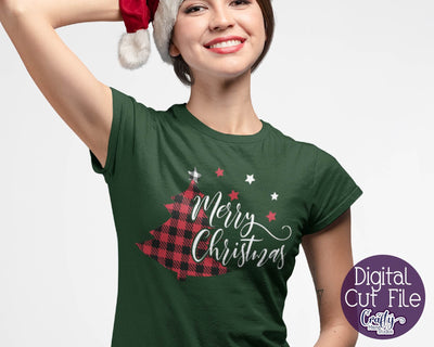 Christmas SVG - Buffalo Plaid Christmas Tree - Merry Christmas SVG Crafty Mama Studios 