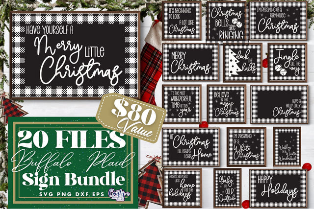 Christmas Svg, Buffalo Plaid Farmhouse Christmas Bundle SVG Crafty Mama Studios 