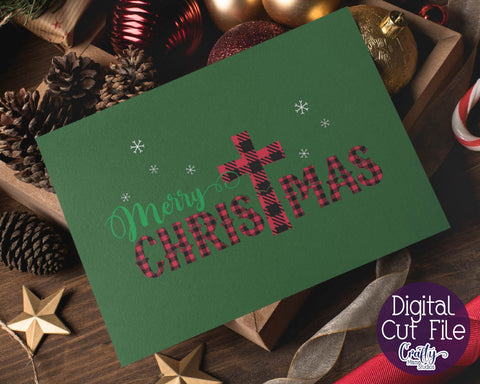 Christmas SVG - Buffalo Plaid Merry Christmas - Christian SVG Crafty Mama Studios 