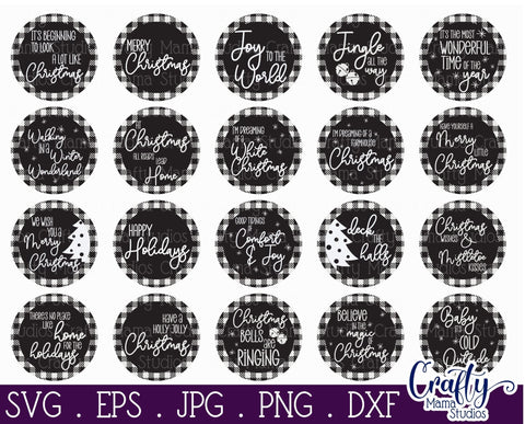 Christmas Svg, Buffalo Plaid Round Christmas Bundle Design SVG Crafty Mama Studios 