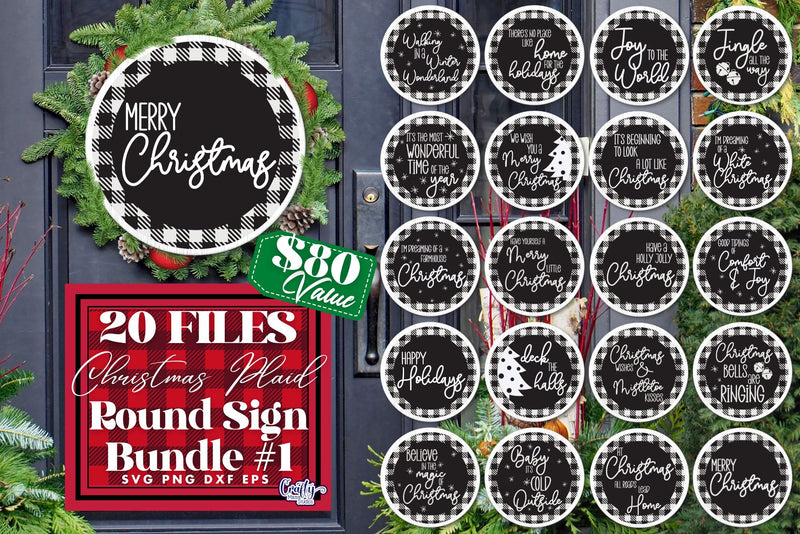 Christmas Svg, Buffalo Plaid Round Christmas Bundle Design SVG Crafty Mama Studios 