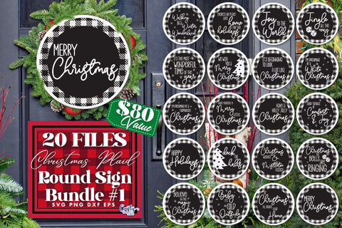 Christmas Svg, Buffalo Plaid Round Christmas Bundle Design SVG Crafty Mama Studios 